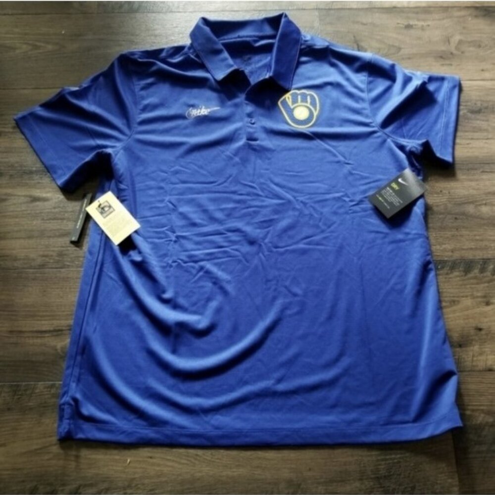Nike Milwaukee Brewers Cooperstown Collection Polo Shirt NKNE-4EW Men 112025 - Picture 2 of 8